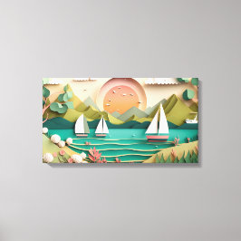 niedliches Strandhaus mit 3D-Effekt Leinwanddruck