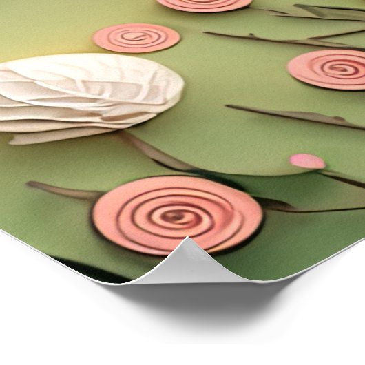 niedliches Strandhaus mit 3D-Effekt Poster (Ecke)