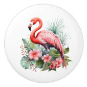 Niedliches Strandhaus mit rosa Flamingo Keramikknauf (Vorderseite)