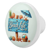 Niedliches Strandhaus Strandleben Keramikknauf (Rechts)