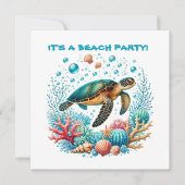 Niedliches Strandschildkröten-Party Einladung (Vorderseite)