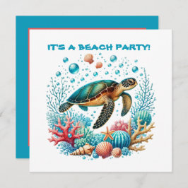 Niedliches Strandschildkröten-Party Einladung