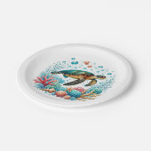 Niedliches Strandschildkröten-Party Pappteller (Schrägansicht)