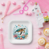 Niedliches Strandschildkröten-Party Pappteller (Party)