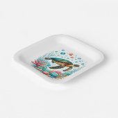 Niedliches Strandschildkröten-Party Pappteller (Gewinkelt)