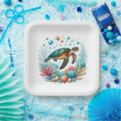 Niedliches Strandschildkröten-Party Pappteller (Party)
