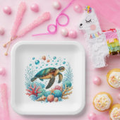 Niedliches Strandschildkröten-Party Pappteller (Party)