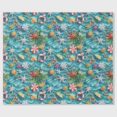 Niedliches Strandseashell Geschenkpapier (Flach)