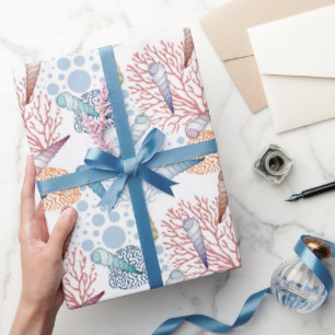 Niedliches Strandseashell-Korallenmuster Geschenkpapier