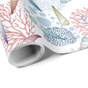 Niedliches Strandseashell-Korallenmuster Geschenkpapier