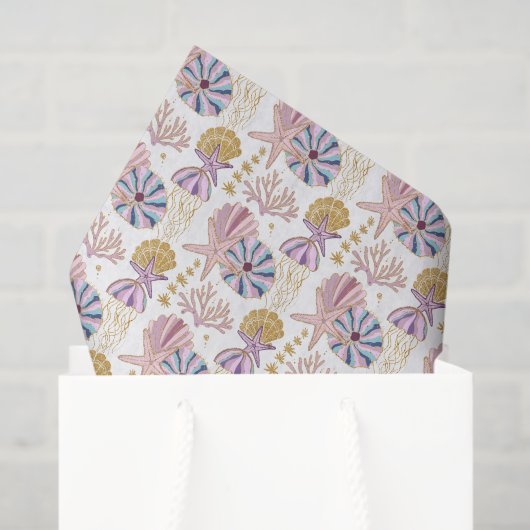 niedliches Strandseashell-Muster Seidenpapier (Geschenktüte)