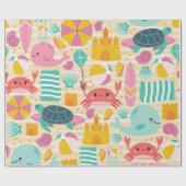 Niedliches Strandtagsmuster Geschenkpapier (Flach)