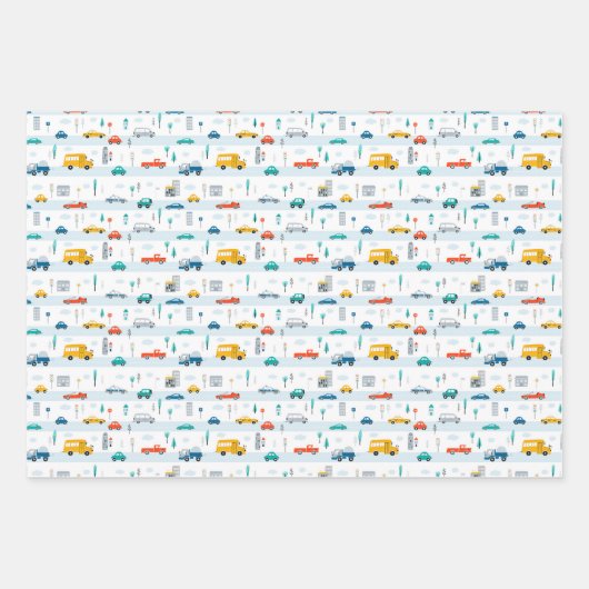 Niedliches Straßenmuster Geschenkpapier Set (Vorderseite)