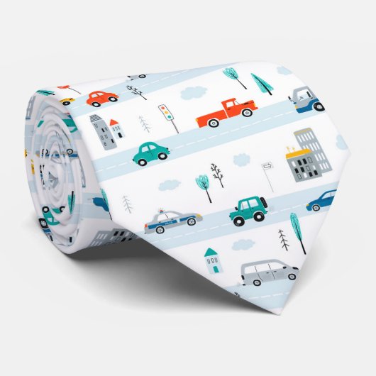 Niedliches Straßenmuster Krawatte (Gerollt)