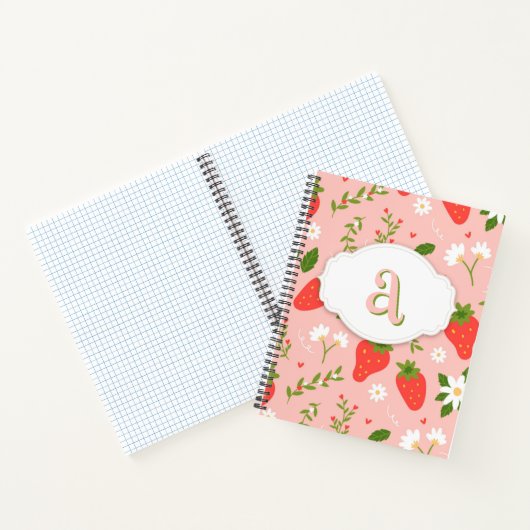 Niedliches Strawberry Muster Spiral Notebook Notizblock (Innenseite)