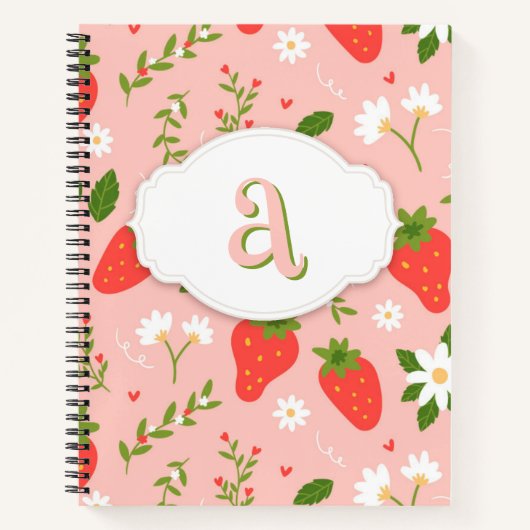 Niedliches Strawberry Muster Spiral Notebook Notizblock (Vorderseite)