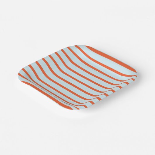 Niedliches Streifenmuster Blau und Rot Pappteller (Gewinkelt)