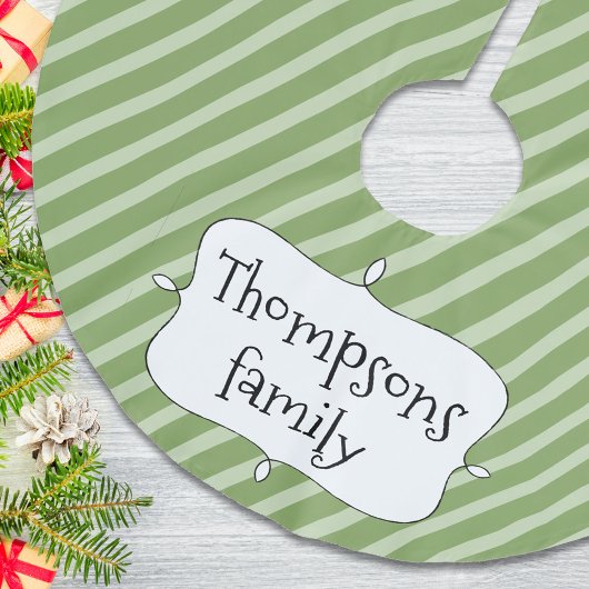 Niedliches Streifenmuster für Grüne Weihnachten Polyester Weihnachtsbaumdecke