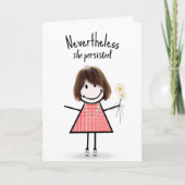 Niedliches Strichfigur-Mädchen in Gingham Kleid mi Karte (Vorderseite)