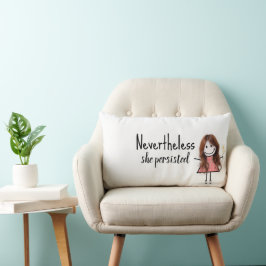 Niedliches Strichfigur-Mädchen in Gingham Kleid mi Lendenkissen