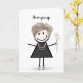 Niedliches Strichfigur-Mädchen in Sneakers Karte (Gelbe Blume)