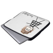 Niedliches Strichfigur-Mädchen mit Frisur und Name Laptopschutzhülle (Vorne Knopf)
