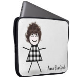 Niedliches Strichfigur-Mädchen mit Frisur und Name Laptopschutzhülle (Vorne Rechts)