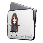 Niedliches Strichfigur-Mädchen mit Frisur und Name Laptopschutzhülle (Vorderseite Links)