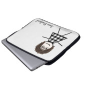 Niedliches Strichfigur-Mädchen mit Frisur und Name Laptopschutzhülle (Vorne Knopf)