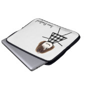 Niedliches Strichfigur-Mädchen mit Frisur und Name Laptopschutzhülle (Vorne Knopf)