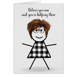 Niedliches Strichfigur-Mädchen mit Frisur und Zita