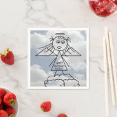 Niedliches Strichmännchen Angel Girl über Wolken G Serviette (Beispiel)
