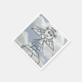 Niedliches Strichmännchen Angel Girl über Wolken G Serviette (Ecke)