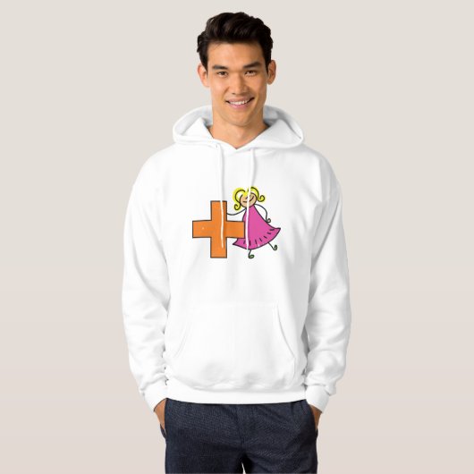 Niedliches Strichmännchen Girl mit Plus-Zeichen Hoodie (Vorne ganz)