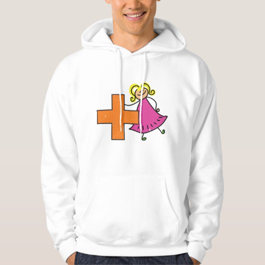 Niedliches Strichmännchen Girl mit Plus-Zeichen Hoodie (Vorderseite)