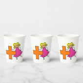 Niedliches Strichmännchen Girl mit Plus-Zeichen Pappbecher