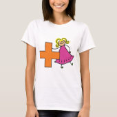 Niedliches Strichmännchen Girl mit Plus-Zeichen T-Shirt (Vorderseite)