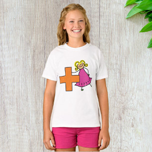 Niedliches Strichmännchen Girl mit Plus-Zeichen T-Shirt