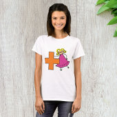 Niedliches Strichmännchen Girl mit Plus-Zeichen T-Shirt