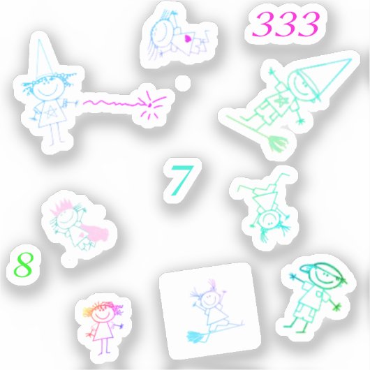 Niedliches Strichmännchen Hexenmeister für iPhone Aufkleber (Vorderseite)