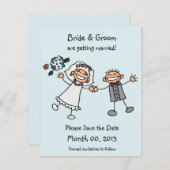 Niedliches Strichmännchen Speichern der Datumskart Save The Date (Vorne/Hinten)