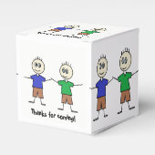 Niedliches Strichmännchen Twin Boys Geburtstagspar Geschenkschachtel (Vorderseite)