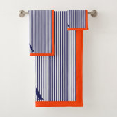 Niedliches, stylisches Monogramm, blau und orange Badhandtuch Set (Insitu)