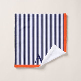 Niedliches, stylisches Monogramm, blau und orange  Badhandtuch Set