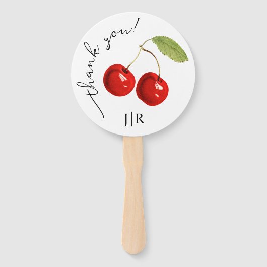 Niedliches stylisches Red Cherries Foto Danke Mono Fächer (Vorderseite)