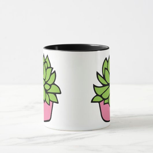 Niedliches Sukkulent in Pink Pot Illustration Tasse (Zentrum)