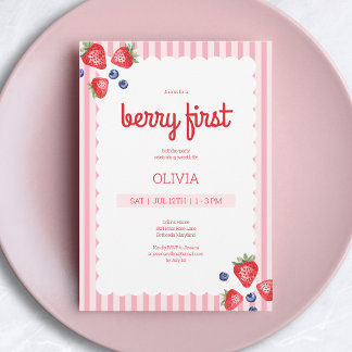 Niedliches Summer Frucht Berry Erster Geburtstag P Einladung
