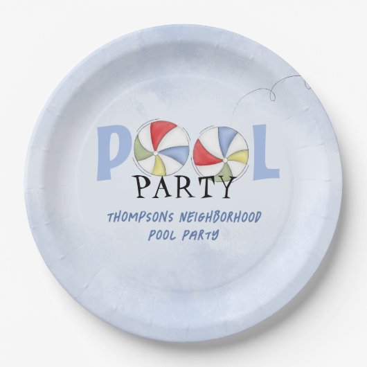 Niedliches Summer Pool Custom Party Pappteller (Vorderseite)