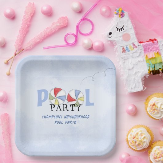 Niedliches Summer Pool Party Beach Custom Pappteller (Party)
