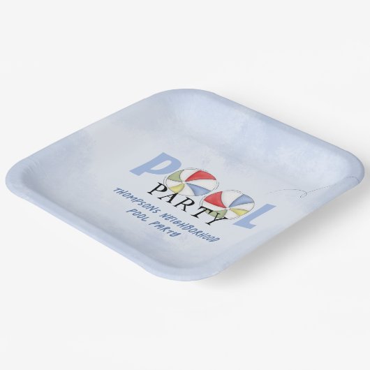 Niedliches Summer Pool Party Beach Custom Pappteller (Gewinkelt)